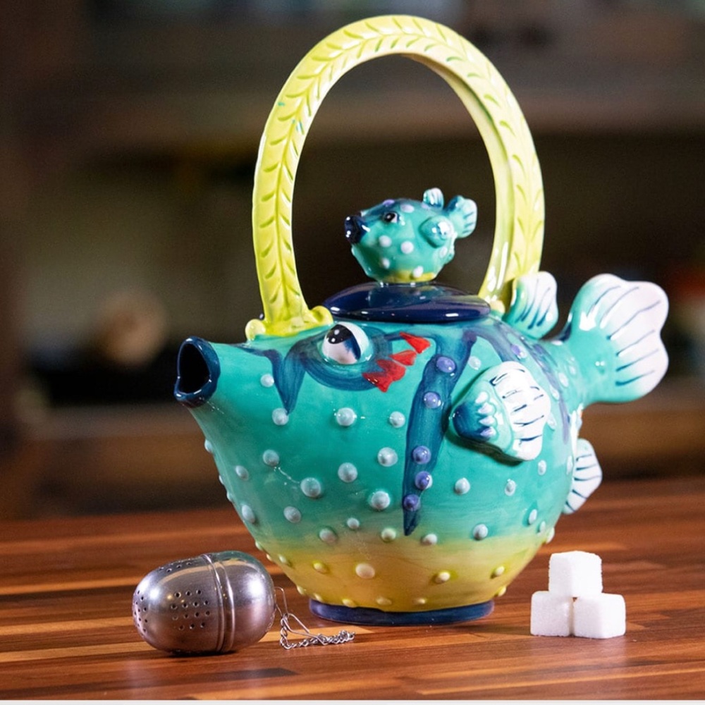 Blue Sky Clayworks Puffer Fish Teapot 2005 Collection!